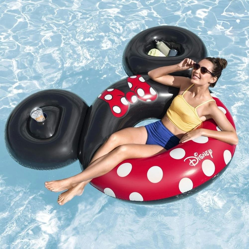 Disney Minnie Mouse Inflatable Swim Tube With Cup Holder & Storage Space